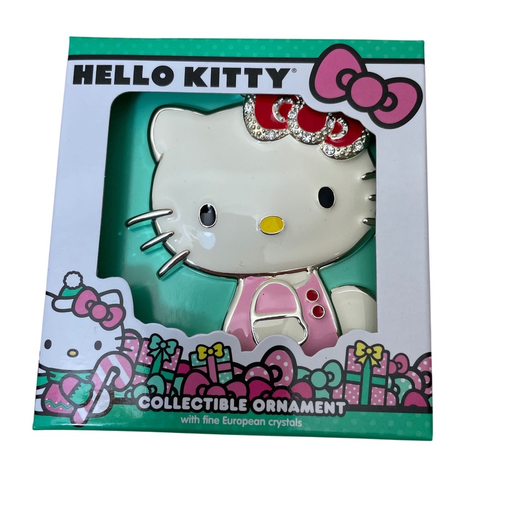 Hello Kitty Collectible Ornament with Fine European Crystals New in Box, 8 piece